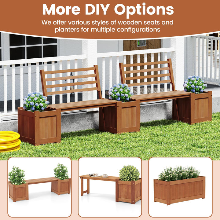 Giantex 2-in-1 Outdoor Bench with Backrest & 2 Raised Garden Beds