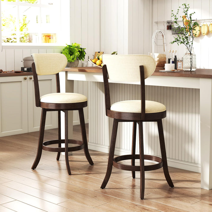Giantex 25.5" Counter Height Upholstered Linen Barstools