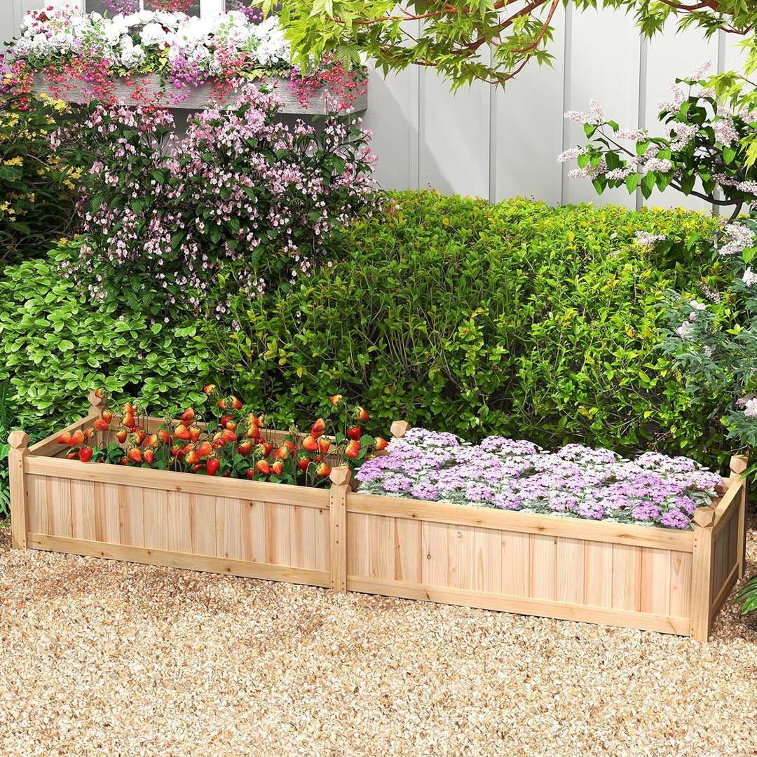 Giantex Wood Raised Garden Bed with Corner Drainage