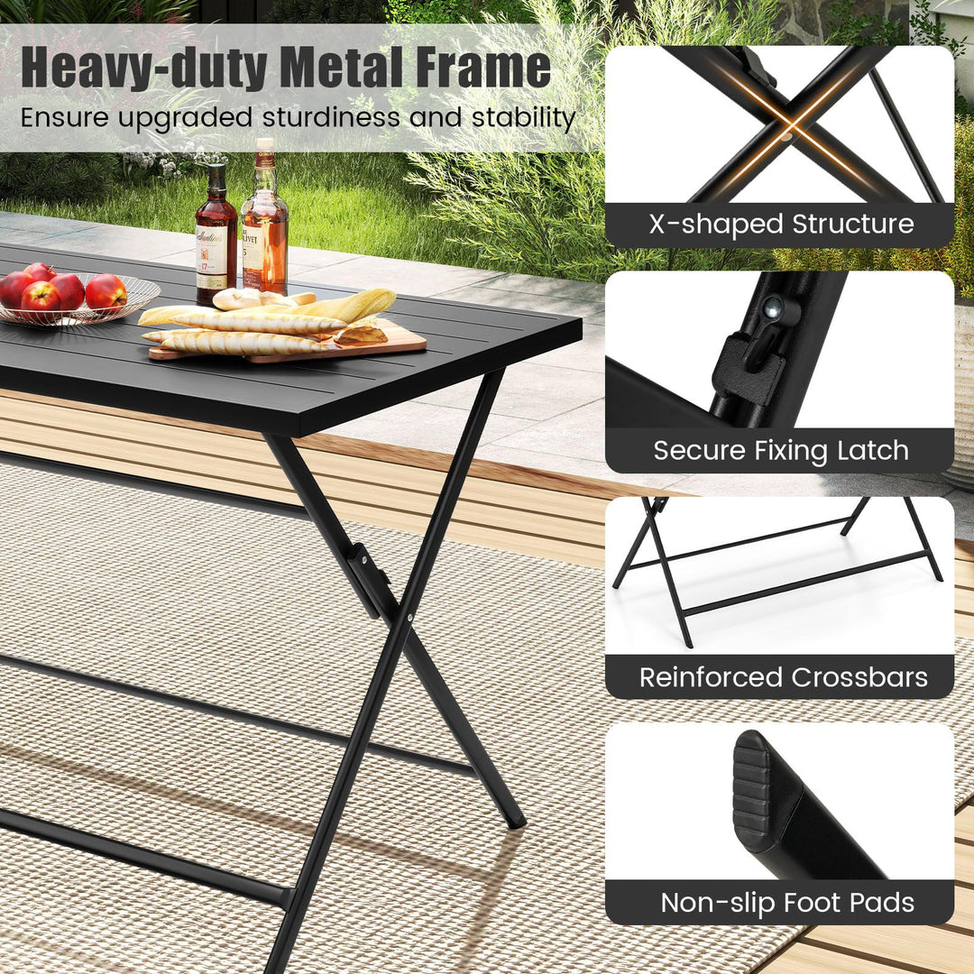 Giantex 48"x30" Rectangular Metal Folding Outdoor Dining Table for 4-6 Person