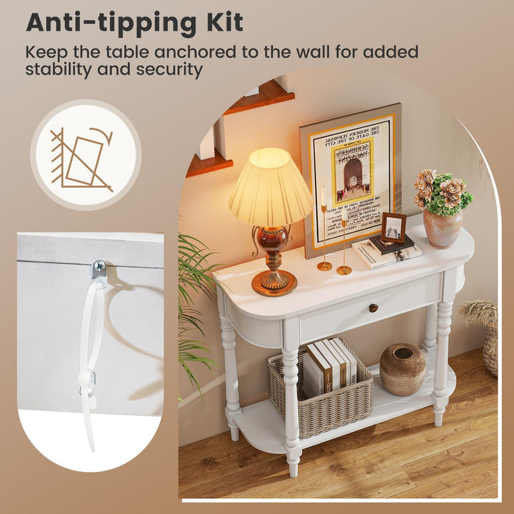 Giantex 36" Wooden Entryway Table with Storage Drawer & Open Shelf