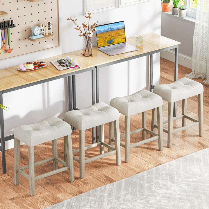 Giantex 24" Bar Stools Set of 2/4, Upholstered Counter Height Saddle Bar Stools