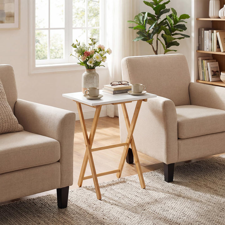 Giantex Folding TV Tray Tables Set of 2 for Small Spaces Bedroom and Living Room