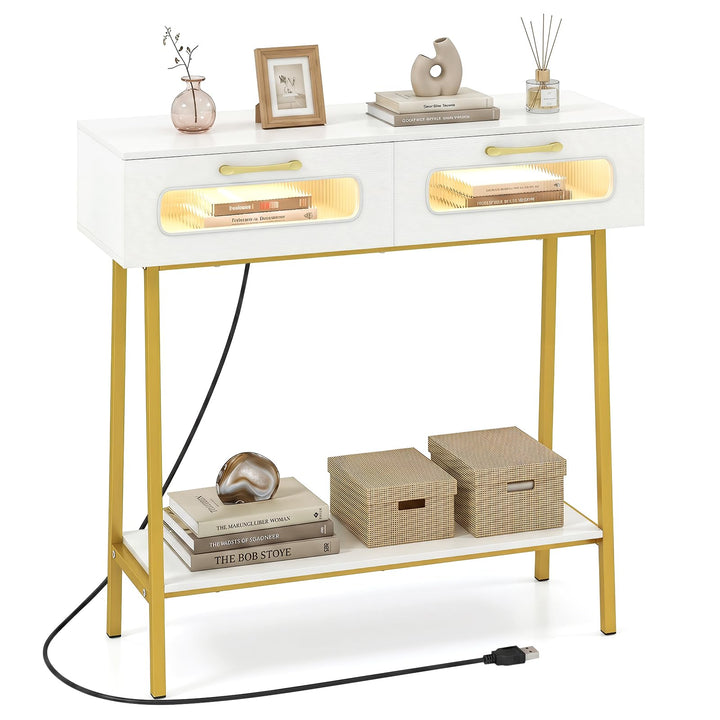 Giantex Console Table with LED Lights for Living Room Hallway Entrance