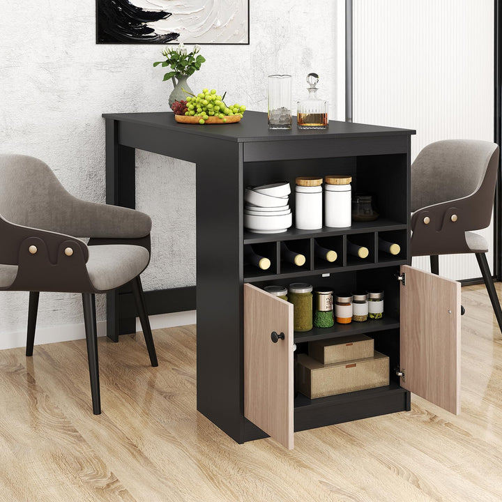 Giantex Counter Height Bar Table with Storage Cabinet