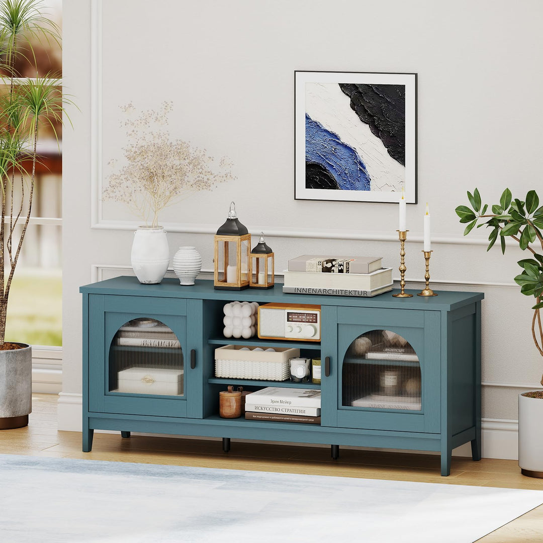 Giantex Modern Vintage TV Cabinet with Adjustable Shelves and 2 Cable Holes for TVs up to 65 Inches