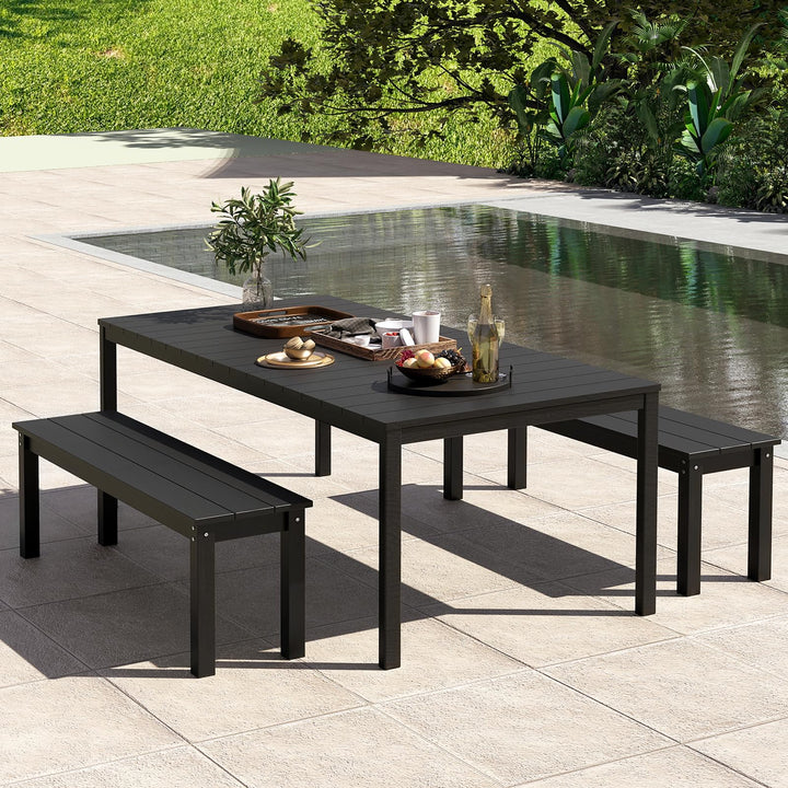 Giantex 55" HDPE Outdoor Bench 2-3 People Weatherproof Backless Patio Garden Bench