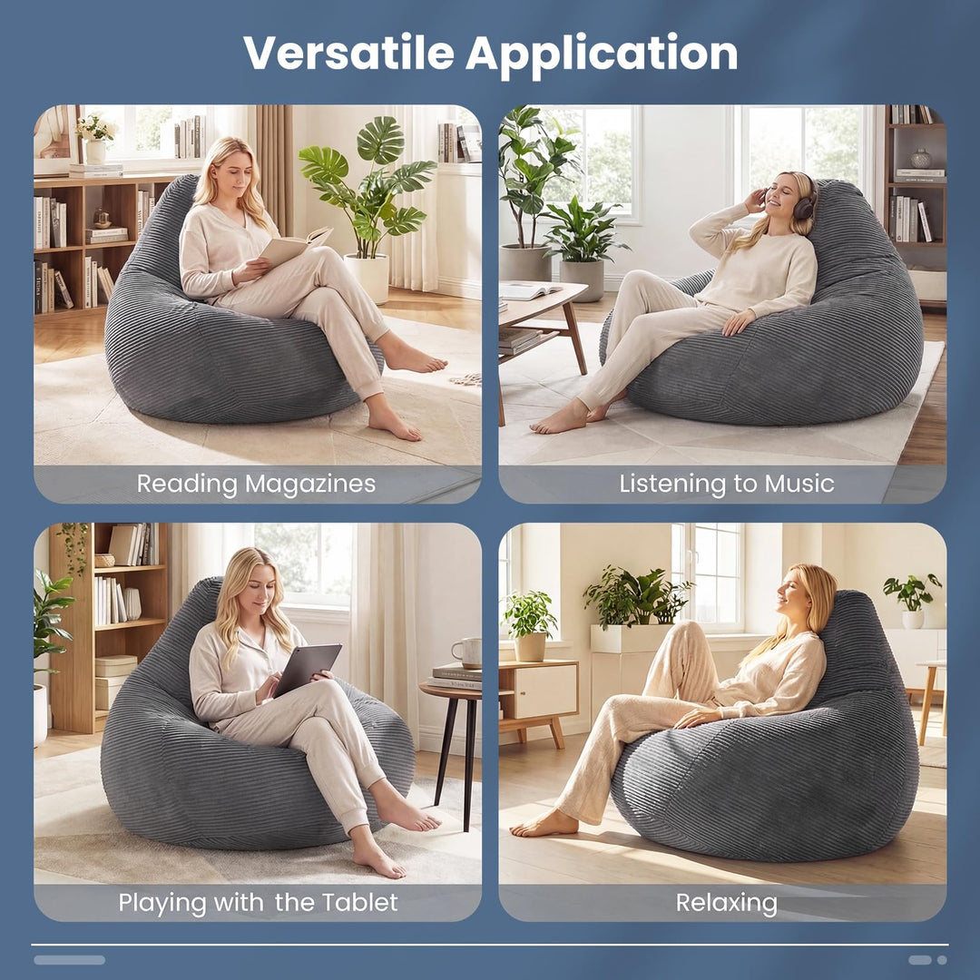 Giantex Bean Bag Chair for Adults | Accent Lazy Sofa with Skin-Friendly Corduroy Cover &amp; Soft Sponge Filling
