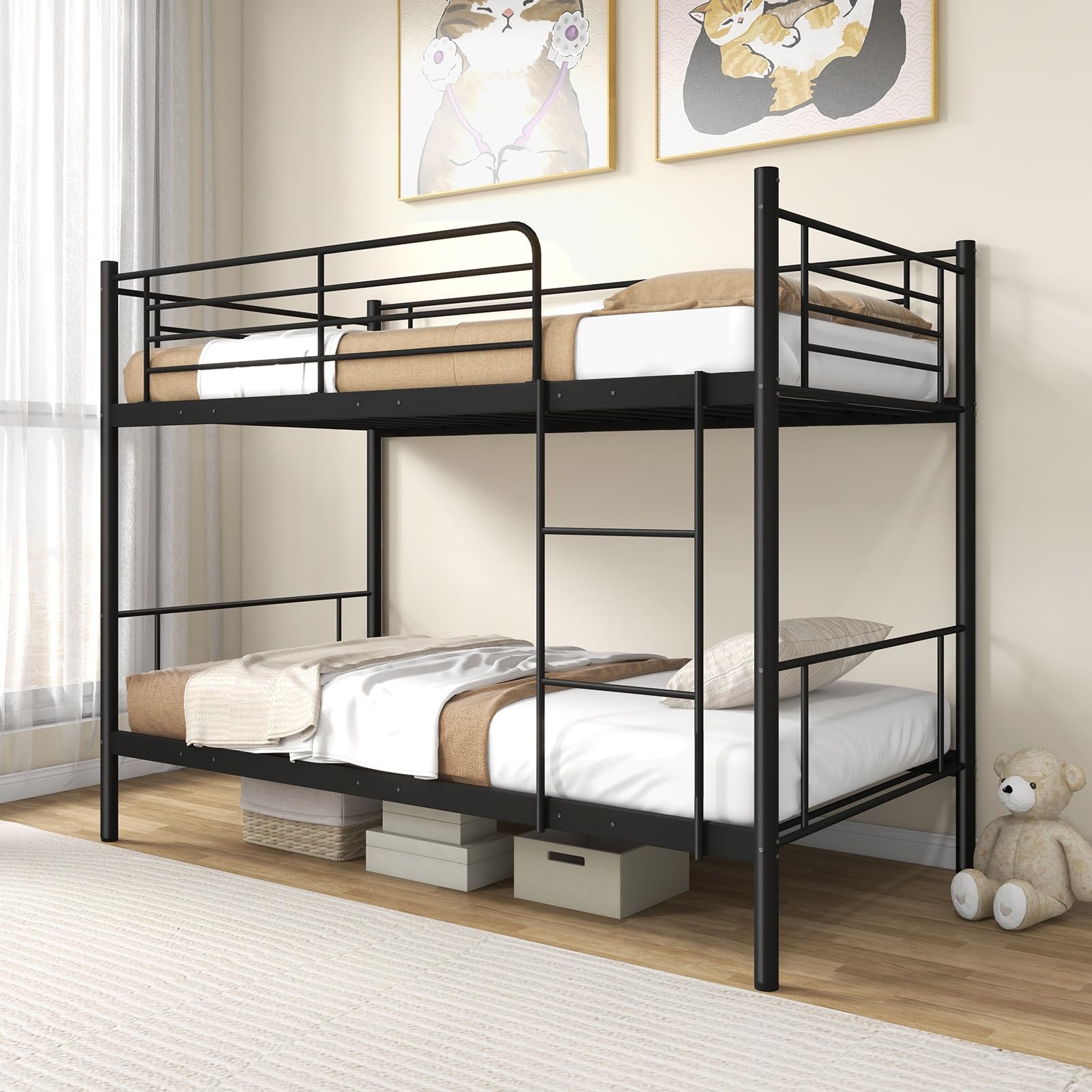 Giantex Metal Bunk Bed Twin Over Twin, Bunk Beds for Kids, Teens & Adults Bunk Bed with Stairs