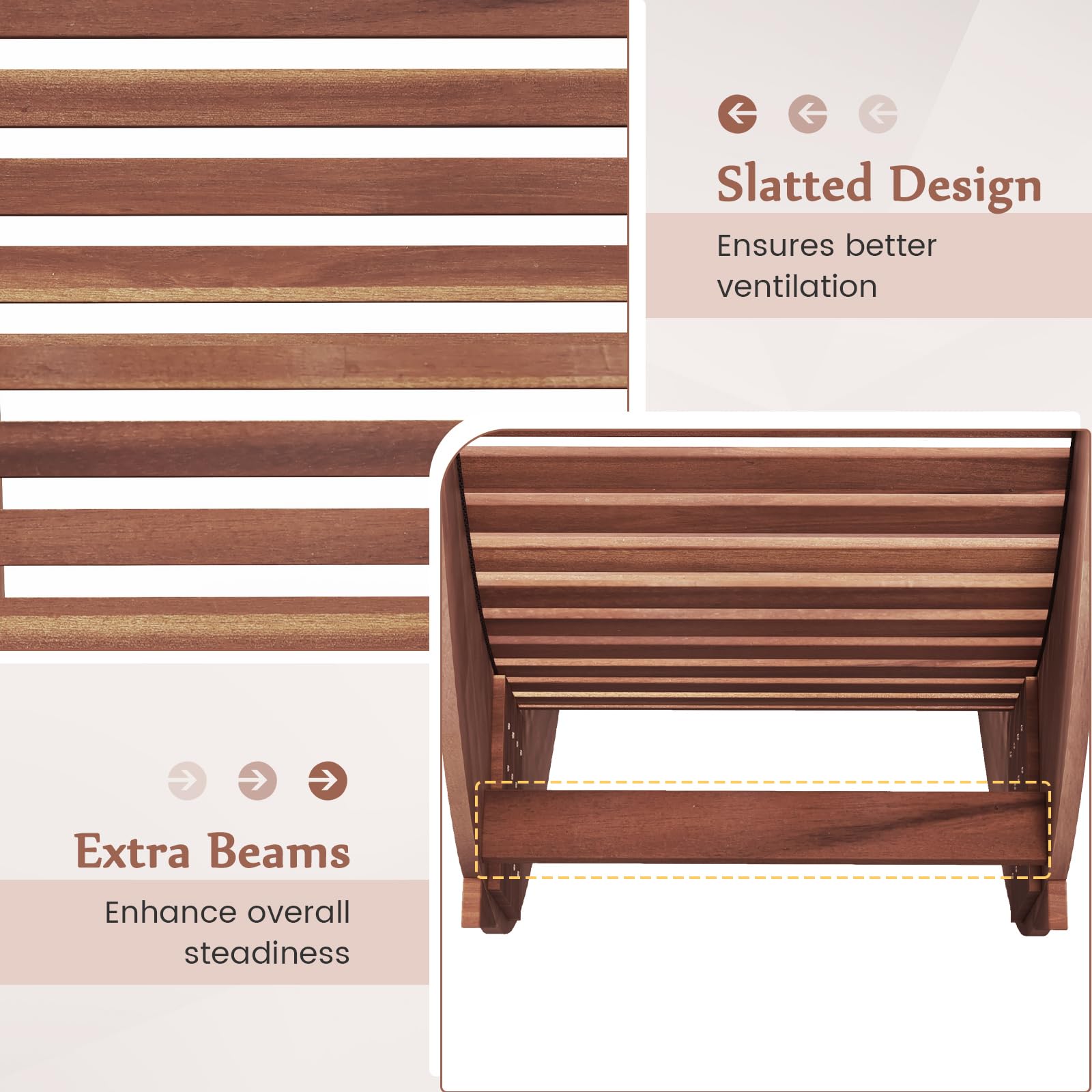 Giantex Outdoor Chaise Lounge Chair - Acacia Wood Outdoor Lounger, Patio Lounge Chair with Slatted Design