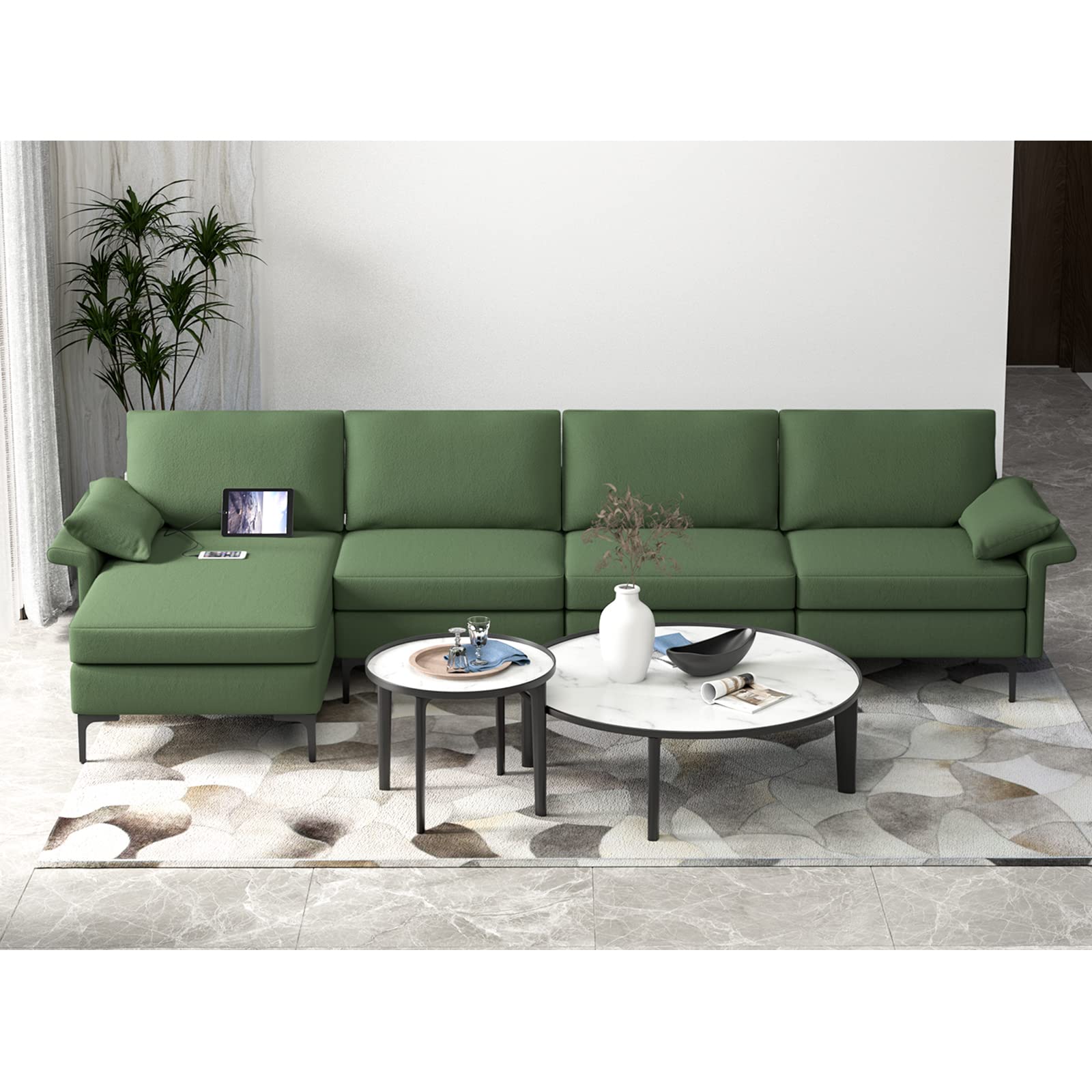 Giantex 130.5" L Convertible Sofa Couch, Sectional Sleeper