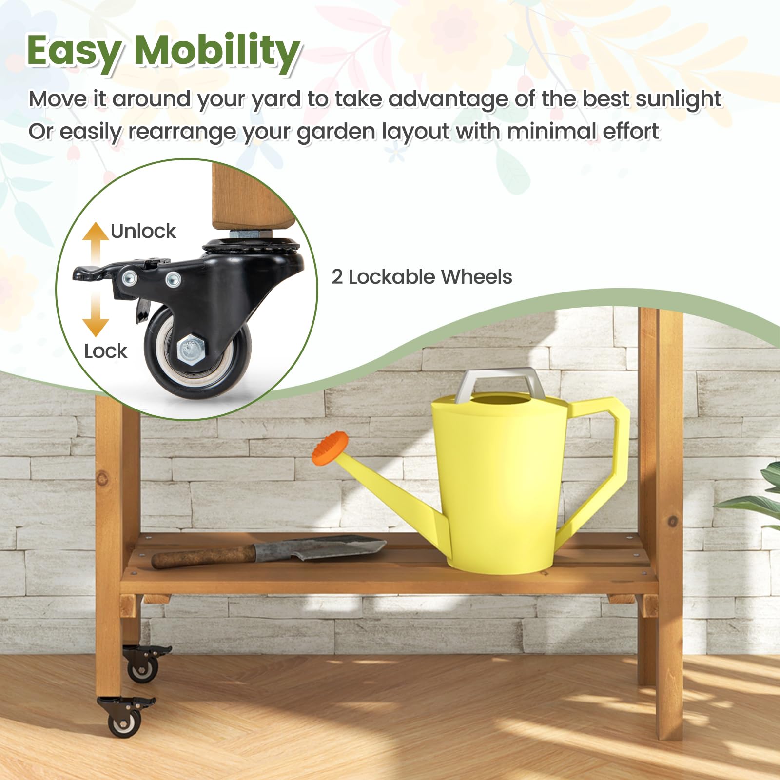 Giantex Raised Garden Bed on Wheels, Rolling Planter Boxes with Trelli