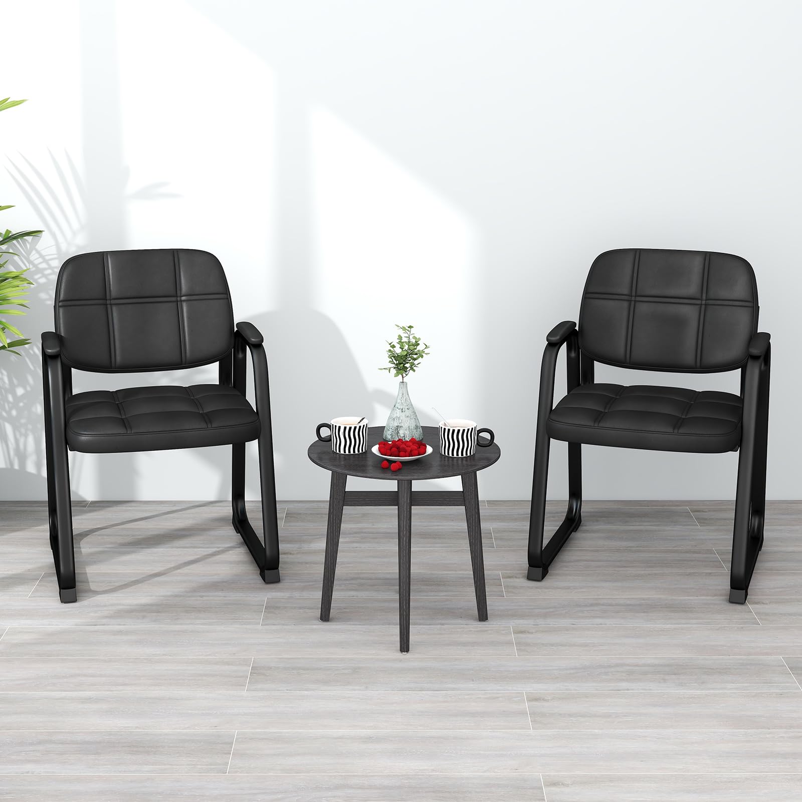 Giantex Waiting Room Chairs, Reception Guest Chair with Padded Armrests, Metal Frame & Sled Base