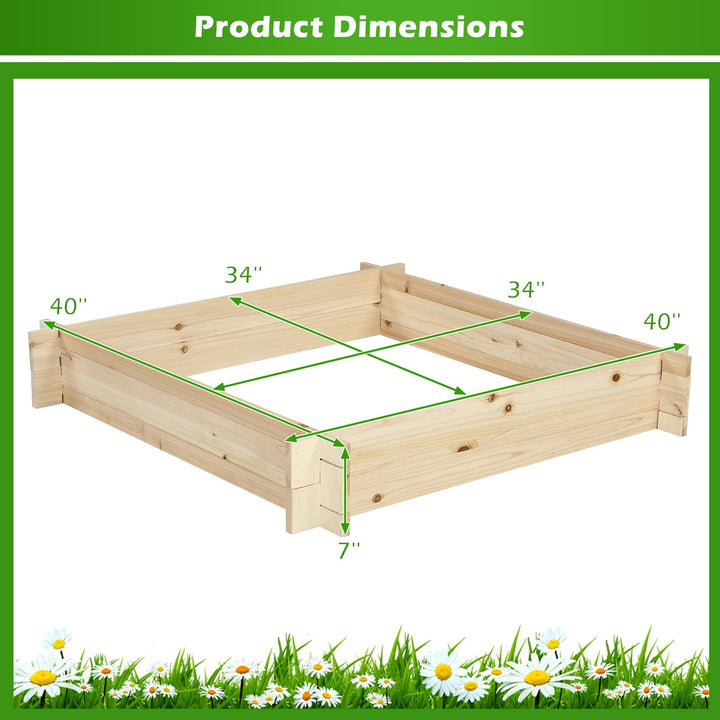 Giantex 40" x 40" Square Fir Wood Planter Box with Open-Ended Base for Vegetables Flowers Herbs