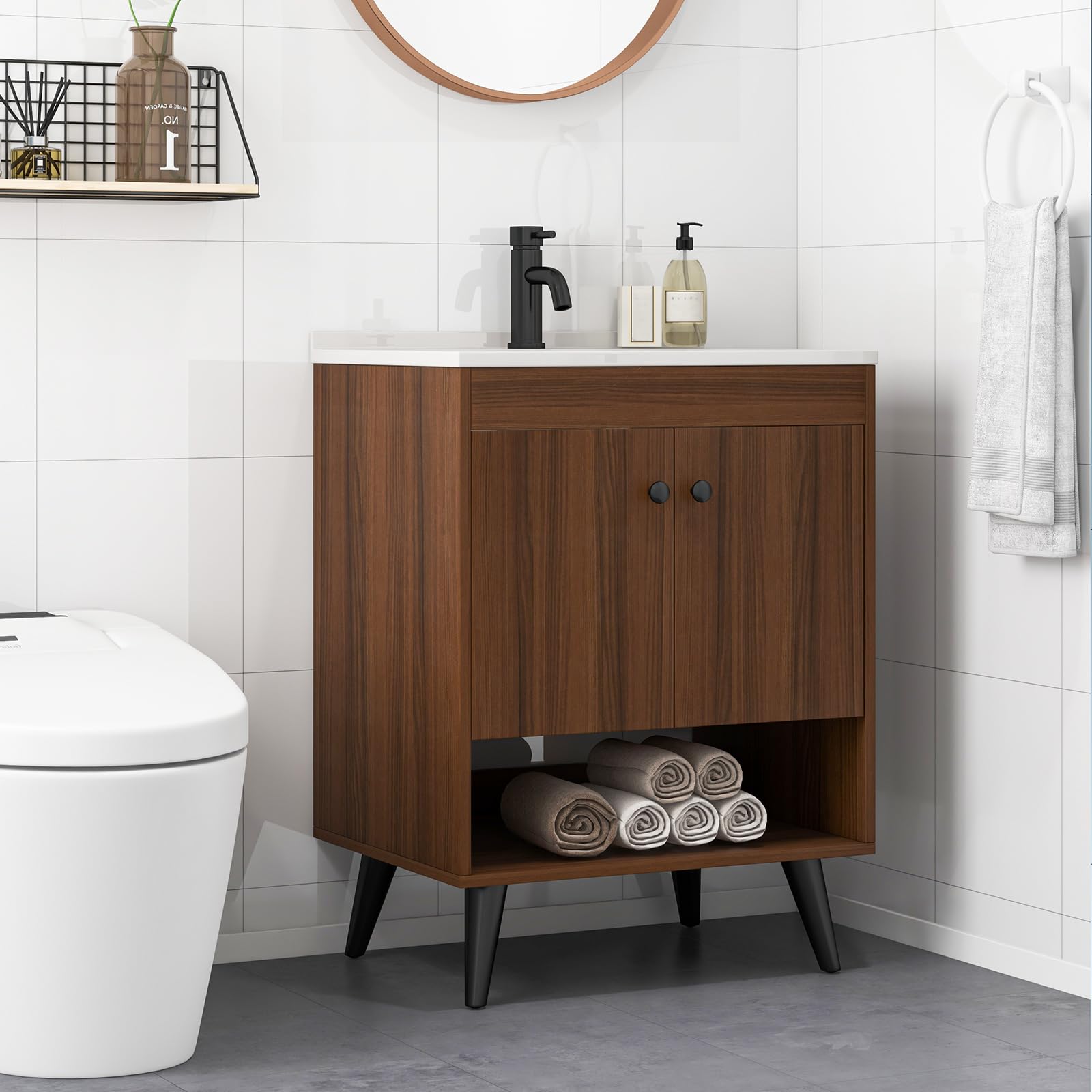 Giantex Bathroom Vanities with Vessel Sink - Bathroom Sink Cabinet with Doors