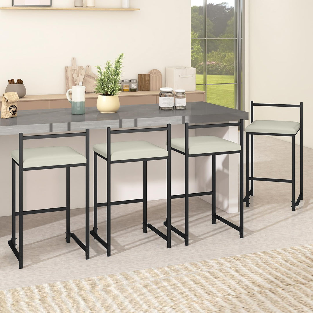 Giantex 26 Inch Modern Metal Bar Stools Set of 2/4 Armless Bar Chairs with Low Back