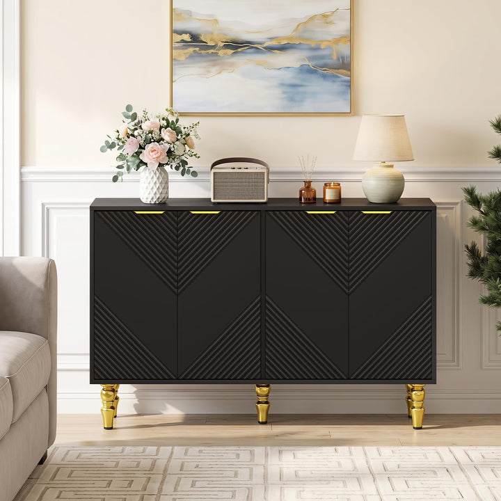 GIANTEX 47" Sideboard Buffet Cabinet with 4 Fluted Doors