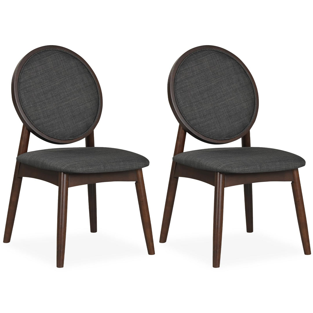 Giantex Set of 2/4 Upholstered Linen Fabric Kitchen Side Chairs with Padded Seat