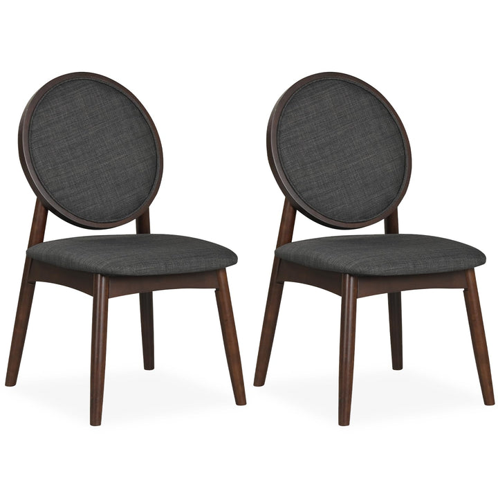 Giantex Set of 2/4 Upholstered Linen Fabric Kitchen Side Chairs with Padded Seat