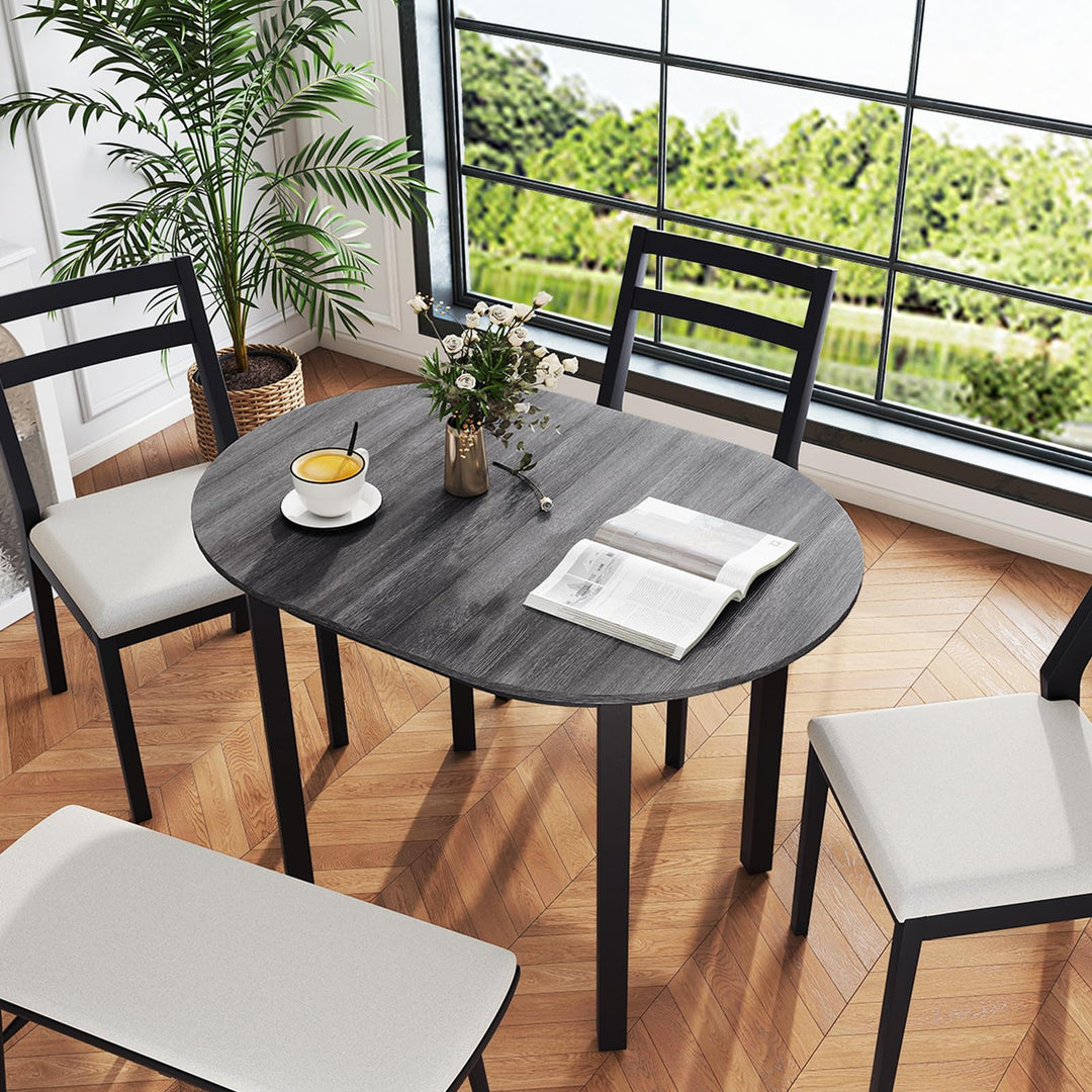 43" Wooden Dining Table for 2-4 People, Oval Kitchen Table w/Rubber Wood Legs