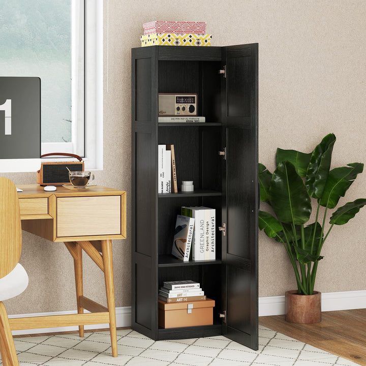 Giantex Narrow Farmhouse Freestanding Bathroom Cabinet with 4 Shelves