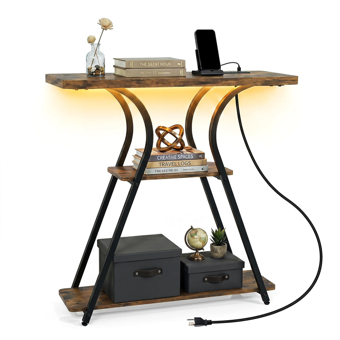 Giantex 32" 3-Tier Narrow Console Table with LED Lights