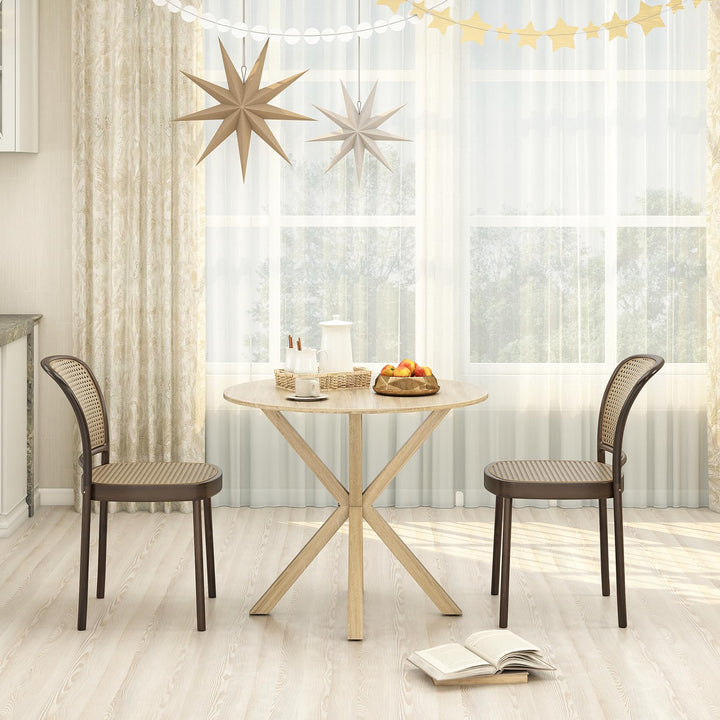 Giantex Farmhouse Kitchen Table with Rubber Wood Legs