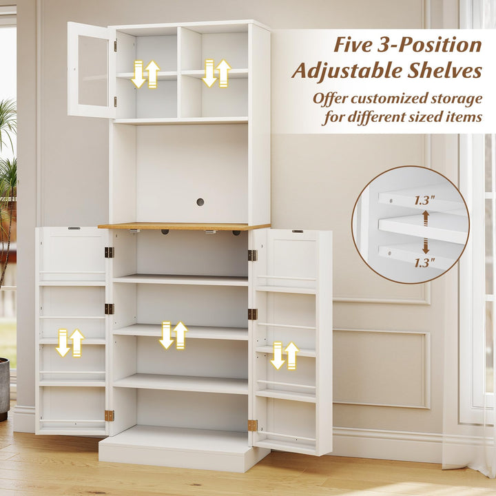 Giantex Kitchen Hutch 67" Tall Pantry Cabinet w/Microwave Countertop