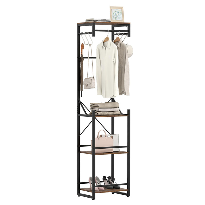 Giantex Freestanding Coat Rack with 4 Storage Shelves and 6 Hooks