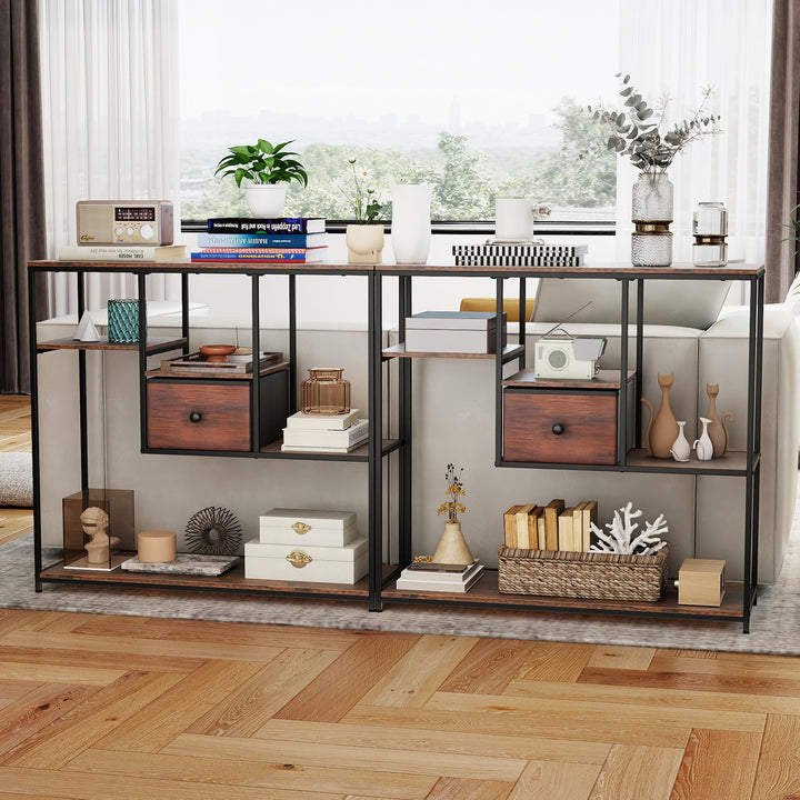Giantex 40 Inch Console Sofa Table with Open Storage Shelves and Removable Drawer