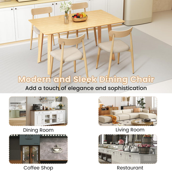 Giantex Linen Fabric Upholstered Modern Dining Chair Set of 2/4 with Padded Seat and Curved Back