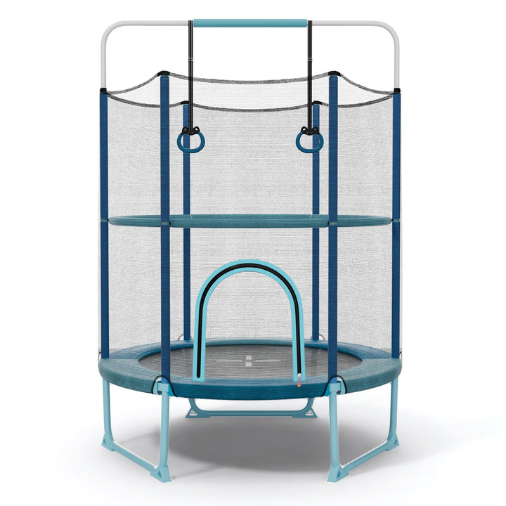 Giantex 60" Trampoline for Kids, 5 Ft Toddler Trampoline with Net, 85" Height Mini Trampoline with Detachable Ring and Horizontal Bar
