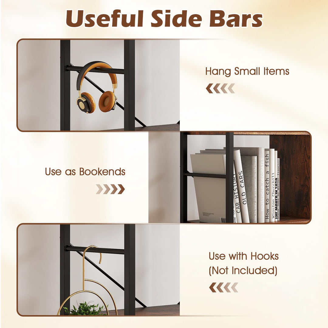 Giantex 5-Tier Tall Bookshelf 61" Industrial Bookcase w/Metal Frame