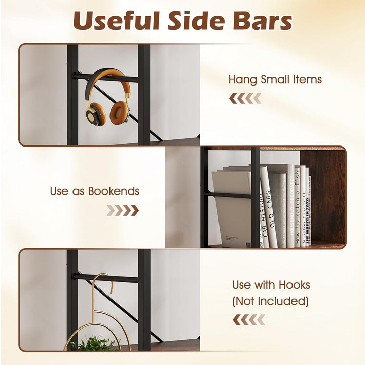 Giantex 5-Tier Tall Bookshelf 61" Industrial Bookcase w/Metal Frame