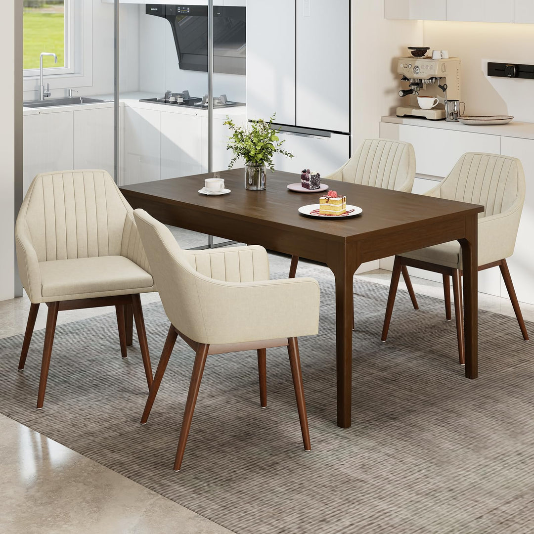 Giantex Upholstered Dining Chairs Set of 2/4 Mid Century Kitchen Chairs with Wrap-Around Backrest