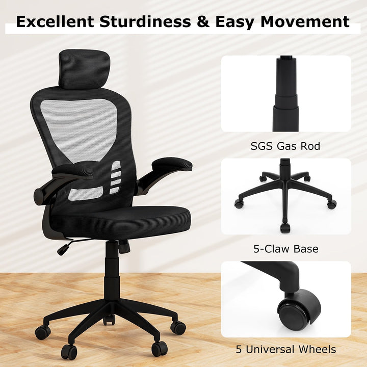 Giantex Ergonomic Mesh Office Chair, Home Office Desk Chair with Adjustable Headrest and Lumbar Support
