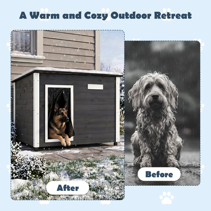 Giantex Wooden Dog House with Openable Asphalt Roof