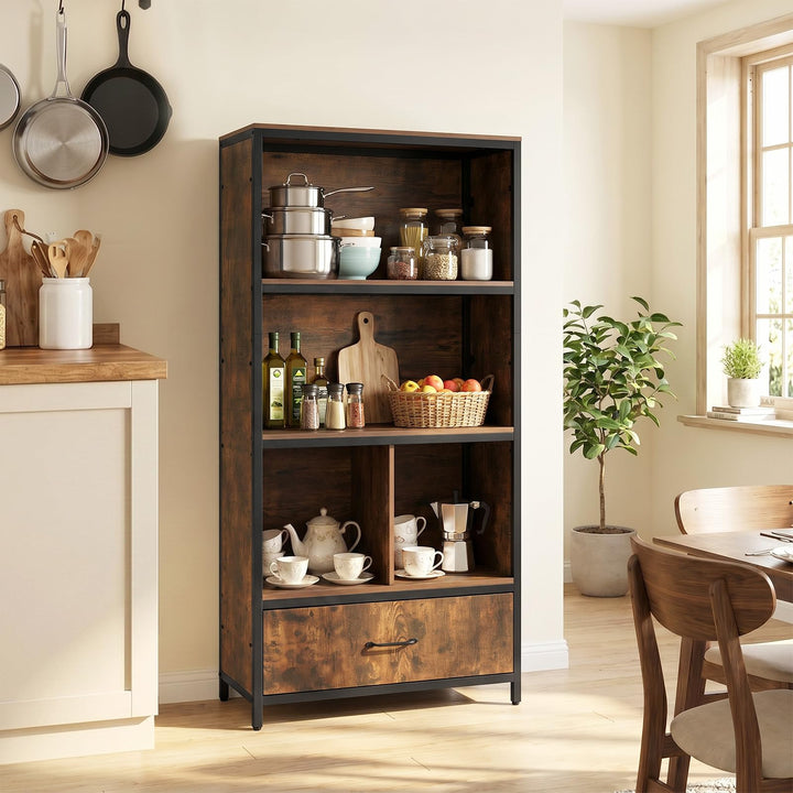 Giantex 56" Tall 5-Tier Bookcase with Drawer