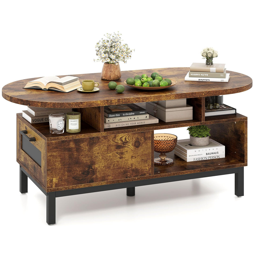 Giantex 47" Oval Coffee Table Cocktail Accent Center Table with Storage