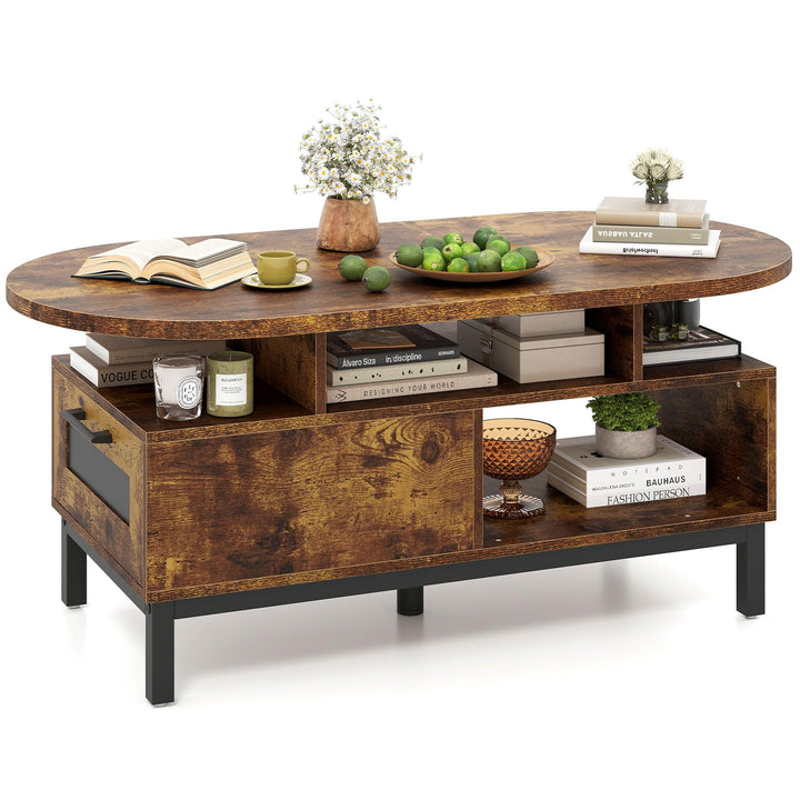 Giantex 47" Oval Coffee Table Cocktail Accent Center Table with Storage