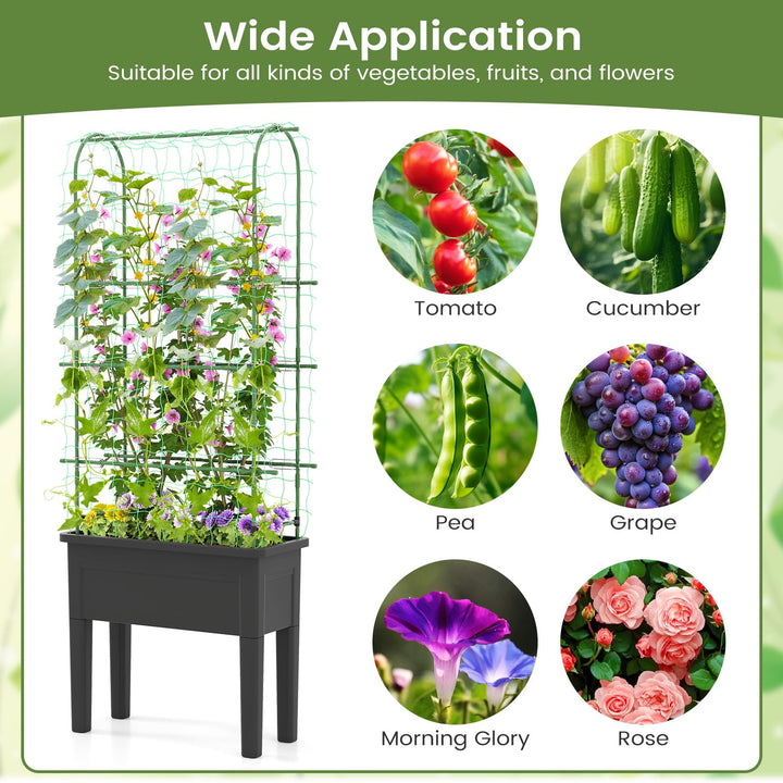 Giantex Raised Garden Bed with Legs and Trellis for Climbing Plants