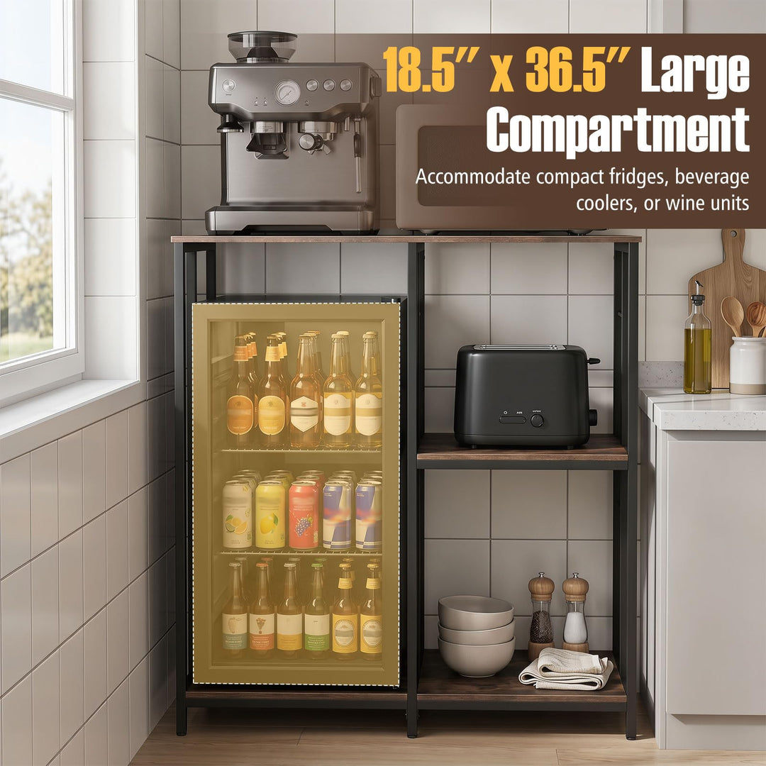 Giantex Kitchen Bakers Rack | 3-Tier Microwave Stand Stand with Open Shelves