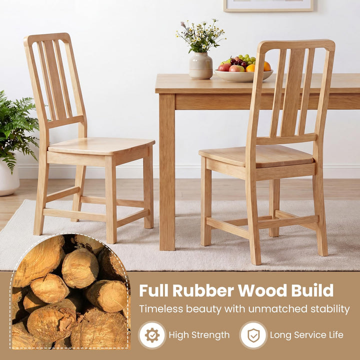 Giantex Rubber Wood Kitchen Chairs with Hollowed Backrest