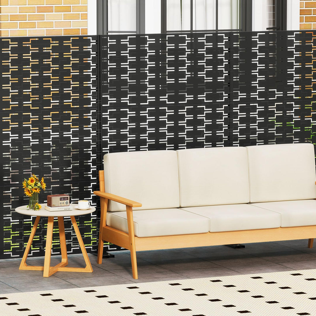 Giantex Metal Privacy Screen 72 x 48 Inch Freestanding Fence Panel Indoor Outdoor