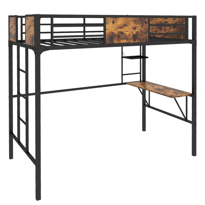 Metal Twin Loft Bed with Desk and Storage Shelf - Giantex