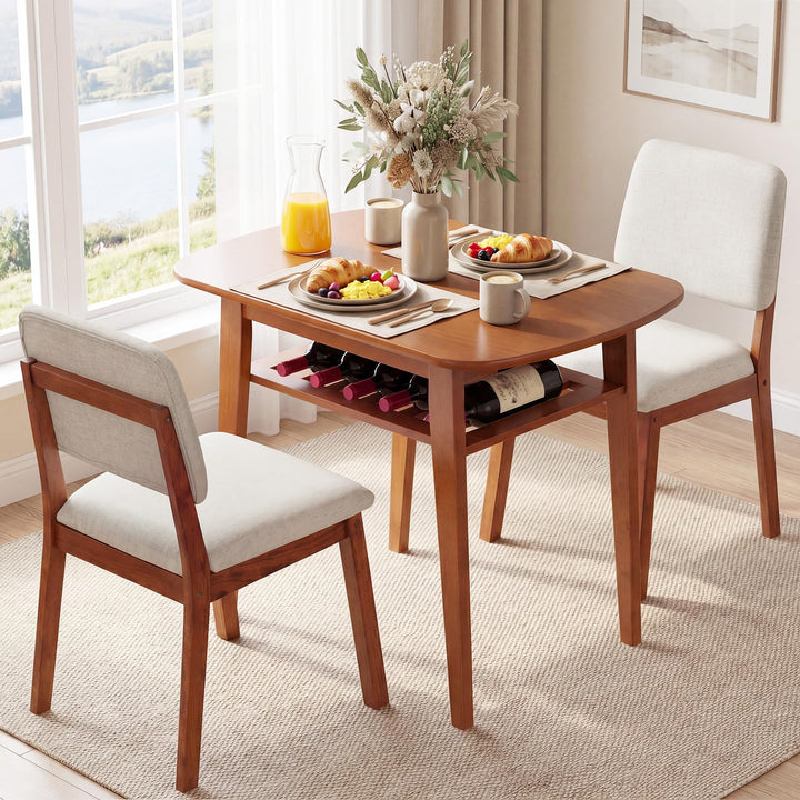 Giantex Space Saving Kitchen Table and Chairs Set w/Rubber Wood Frame