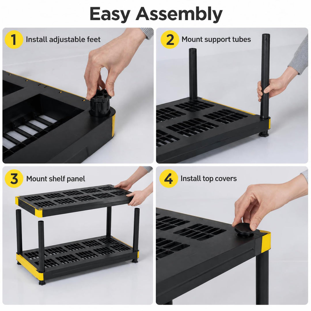 GIANTEX 4-Tier Plastic Storage Shelf with Anti-Tipping Kit &amp; Adjustable Feet