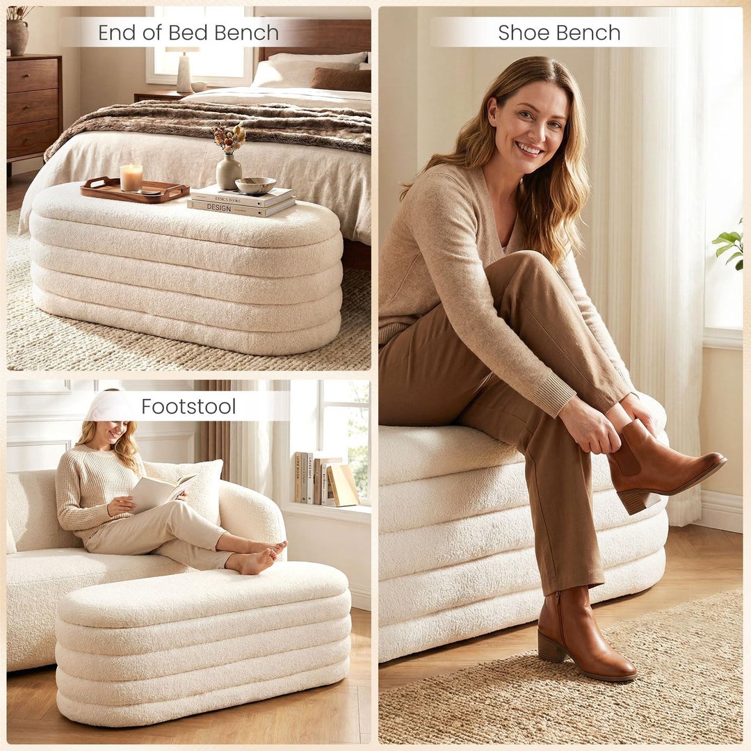 Giantex Storage Ottoman Bench | Upholstered Fabric End of Bed Storage Bench with 2 Safety Gas Struts