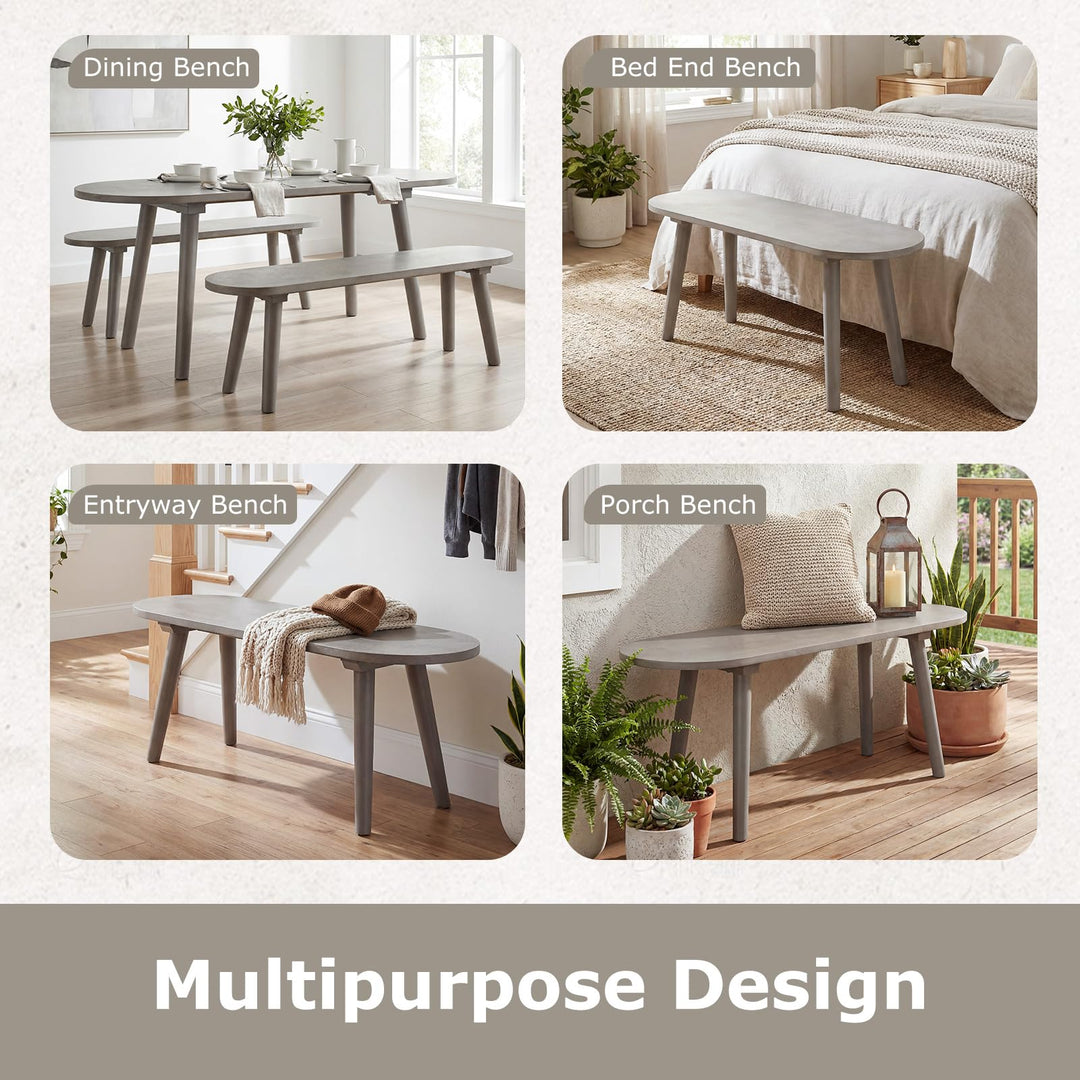 Giantex 43 Inch Solid Wood Farmhouse Dining Bench Rustic Wooden Entryway Bench with Rubber Wood Legs