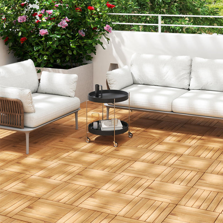 Giantex 30 PCS Acacia Wood Interlocking Patio Deck Tiles